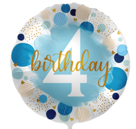 4 Birthday - Rond Blauw Folie ballon - 17 Inch/43 cm