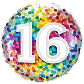 16- Regenboog Confetti Folie Ballon -18Inch/46 cm