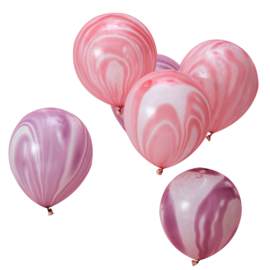 Marmer Ballonnen - Roze/Paars - Latex Ballon  - 12 Inch / 30 cm - 10 st.