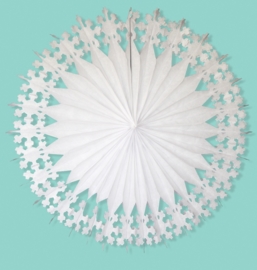 A Little Lovely Company -  XL SnowFlake /  XL Papieren Waaier - Wit -76 cm / 1st.