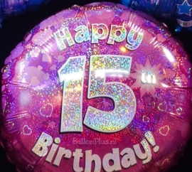 15 Folie ballon - Happy Birthday - Rose - 18 Inch/45cm