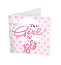 It's a Girl - Voetje - Roze - Small Folie Ballon incl. kaartje - 6 Inch / 15 cmt