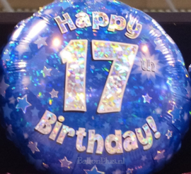 17 Folie ballon -  Happy Birthday - blauw - 18 Inch/45cm
