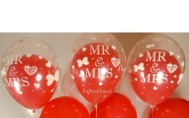 MR & MRS - Transparant - Latex ballon - 11Inch / 27,5cm