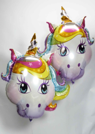Unicorn - Hoofd - Pastel kleuren - folie ballon - XXL - 38 Inch/97 cm