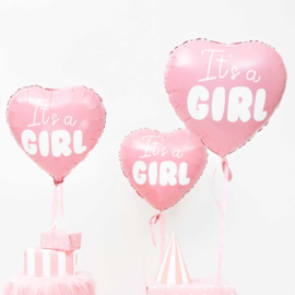 It's a Girl - Roze - Hart Folie Ballon - 18 inch/45cm