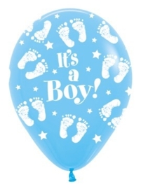 It's a Boy ! - Baby voetjes / sterretjes - Blauw - Latex ballonnen - 12 Inch / 30 cm