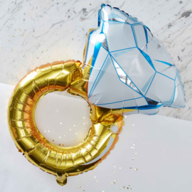 Diamante Huwelijks Ring- Folie Ballon - 32 Inch/81x50 cm