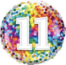 11- Regenboog Confetti Folie Ballon -18Inch/46 cm