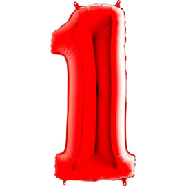 Cijfer - 1,2,3,4,5,6,7,8,9,0, - Rood - XXL Folie Ballon - Nummer - 40inch./102cm