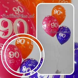 90 - nummer - div. kleuren - latex ballon - 11 inch/27,5cm - 5st