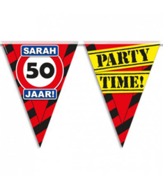 50 Verkeersbord - Sarah - 50 jaar  -  Party Time! - Vlaggenlijn - 10 m