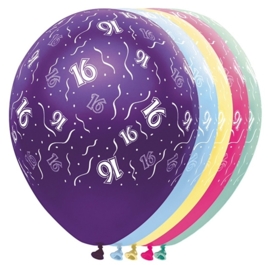 16 - Nummer - div. kleuren -  Latex Ballon - 11 Inch / 27,5 cm