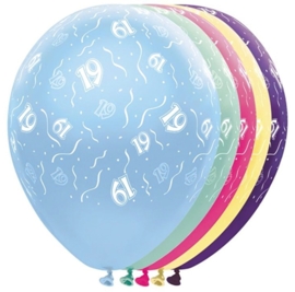19 - Nummer - div. kleuren - latex ballon - 11 Inch. / 27,5 cm