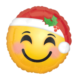 Kerstman Smiley - Kerst Emoticon - Folie Ballon - 17 Inch / 43 cm