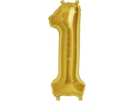 1 - nummer - Goud - Folieballon (lucht) - 16inch / 40 cm