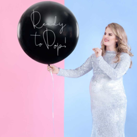 DIY: Ready to Pop!- Grote Zwarte Gender Reveal Ballon -Incl. Roze of Blauwe confetti - 36 inch/90 cm