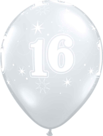 16 - Nummer - Doorzichtige - latex ballon - 11 Inch. / 27,5cm- 5st.
