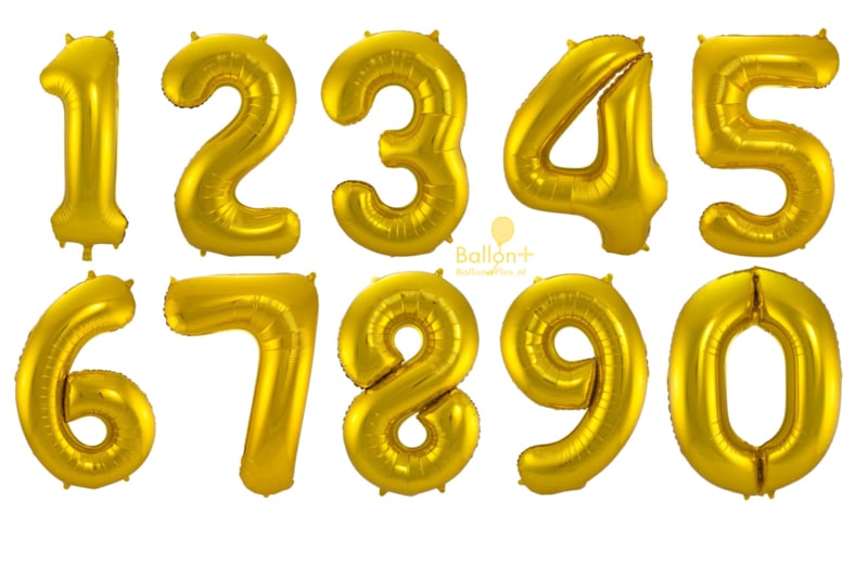 gemiddelde Immigratie handleiding Cijfers - 1, 2, 3, 4, 5, 6, 7, 8, 9, 0 - Goud - XXL Folie Ballon - Nummer -  34inch./86cm | 0 t/m 10 | ballonplus.nl