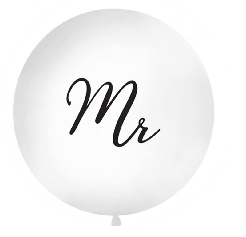 Inspireren Samenstelling Zakenman Mega latexballon- Mr of Mrs - ballon huwelijk bruiloft - decoratie mega  grote ballon - 90 cm - wit - helium of lucht ballonplus (Mr / Mrs - Zwarte  of Gouden opdruk: