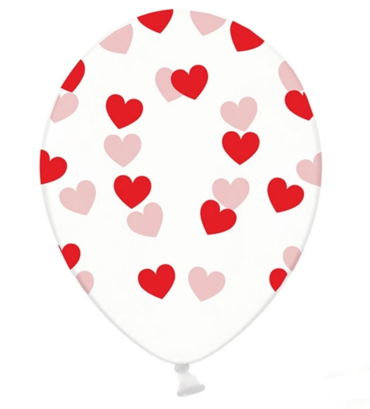 Hartjes ballonnen - rood - liefde love valentijn ballon - doorzichtig - 5stk. transparant - hart opdruk - ballonplus Hippe ballonnen | ballonplus.nl