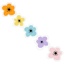 Set van 5 stickers bloemetjes