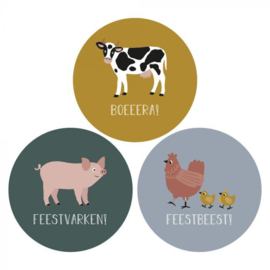 Set van drie (sluit) stickers boerderij, farm