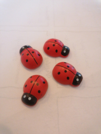 4 houten lieveheersbeestjes, ladybird 25 mm