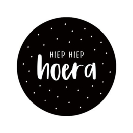 Zwarte (sluit)sticker hiep hiep hoera