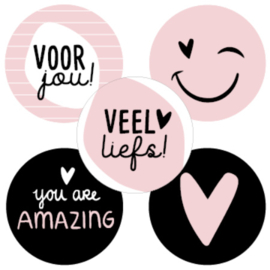 Set van 5 stickers smiley roze