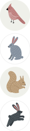 Set van 4 sluitstickers forest friends