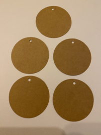 Set van 5 cadeaulabels rond kraft- DIY