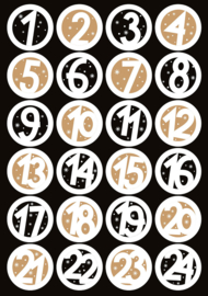 Stickervel cijfers/ advent, 24 ronde stickers