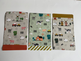 Set van 9 cadeauzakjes farm 3x3 verschillende