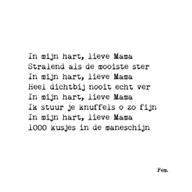 Kaart met enveloppe; in mijn hart, lieve mama