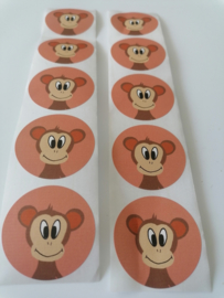 sluitstickers met een vrolijke aap, 5 stuks