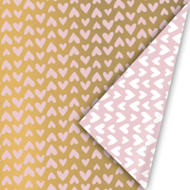 inpakpapier Ethnic Hearts roze/goud - 50x 300 cm