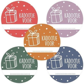 Set van 5 ronde cadeaustickers kadootje voor, invulbaar