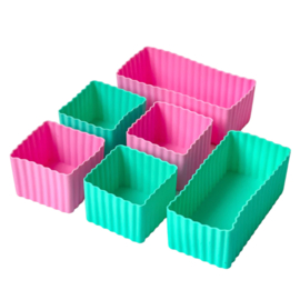 Yumbox set van 6 siliconen bakjes - roze/aqua