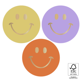 Set van drie grote (sluit) stickers Smiley Gold - Bright