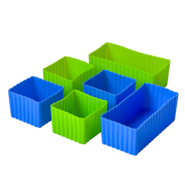 Yumbox set van 6 siliconen bakjes - blauw/groen