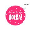 Neon roze Hiep hiep hoera  (sluit)sticker