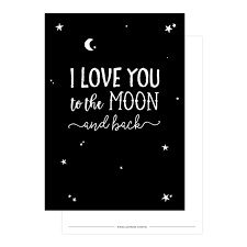 zwarte kaart i love you to the moon and back