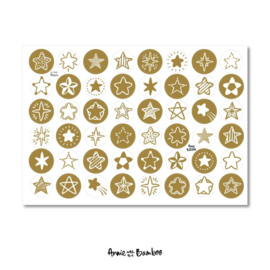 Stickervel met gouden sterren, 48 ronde (sluit)stickers