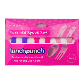 Lunch Punch vork en lepel set - roze