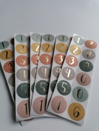 Set van 12 ronde cijfer sluitstickers