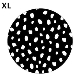 (sluit)sticker  XL zwart met witte dots