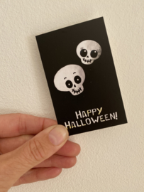 Minikaartje Happy Halloween, schedels