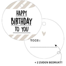 Cadeaulabel happy birthday to you, dubbelzijdig