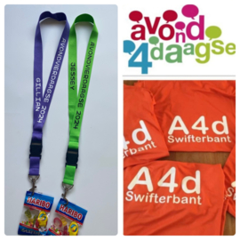 Keycord avondvierdaagse 2024 met naam en zakje snoep